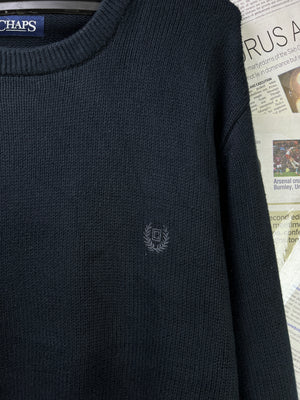 CHAPS® L/XL | Chest: 24.5" | Black | Knit Sweater | Cotton | 1838 - Genuine Maal