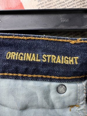 Americ*n Eagle® Waist: 34" to 36" | Blue | Straight Fit Denim Pants | Cotton | 1406 - Genuine Maal