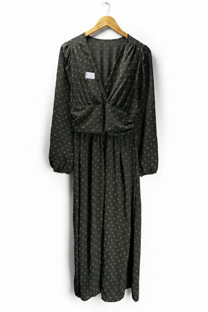 Shein® Small | Bust: 17.5" | Swiss Dot Olive Green | Maxi Dress | B5 - 5452 - Genuine Maal