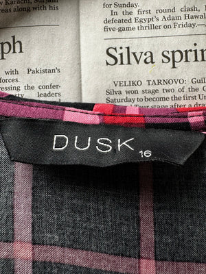 Dusk® XL | Bust: 21.5" | Tartan Plaid Deep Magenta Pink | Mini Dress | B5 - 5058 - Genuine Maal