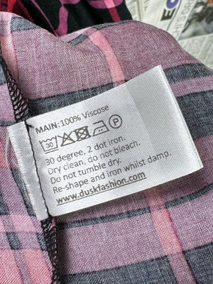 Dusk® XL | Bust: 21.5" | Tartan Plaid Deep Magenta Pink | Mini Dress | B5 - 5058 - Genuine Maal