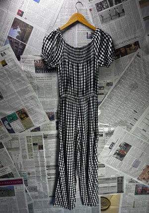 Next® XS | Bust: 16" | Gingham Black and White | Midi Dress | B6 - 5423 - Genuine Maal