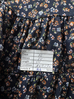 Vero Moda® Small | Bust: 18" | Ditsy Floral Dark Navy Blue | Maxi Dress | B6 - 5038 - Genuine Maal