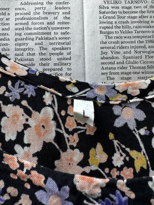 ® Large | Bust: 20" | Floral Print Black Base | Maxi Dress | B6 - 5395 - Genuine Maal