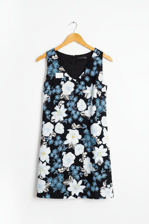 Primark® Small | Bust: 17.5" | Floral Print Solid Black | Mini Dress | B6 - 5404 - Genuine Maal
