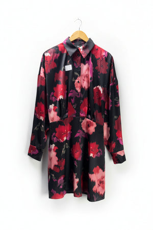 C&A® XL | Bust: 21.5" | Abstract Floral Black Background | Mini Dress | B6 - 5052 - Genuine Maal