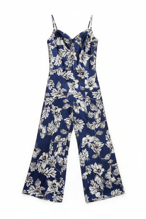 Shein® Medium | Bust: 19" | Floral Print Royal Blue | Jumpsuit | B6 - 5426 - Genuine Maal