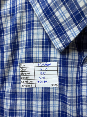 Peirre Cardrin® Medium | Chest: 21.5" | Blue Check | Shirt | Poly - Cotton | 3870 - Genuine Maal