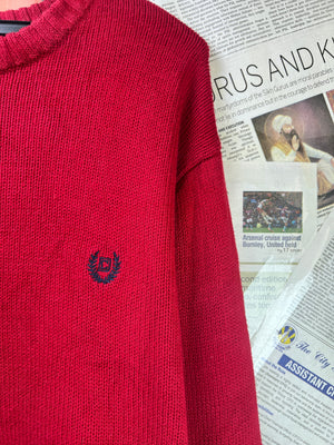 CHAPS® XL | Chest: 25" | Red | Knit Sweater | Cotton | 1851 - Genuine Maal