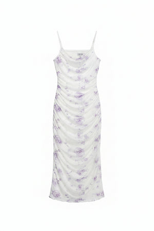 Shein® XS | Bust: 13" | Tie - Dye Pure White | Bodicon Midi Dress | B6 - 5037 - Genuine Maal