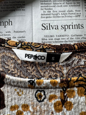 PEP&Co® XS | Bust: 17" | Floral Medallion Chocolate Brown | Mini Dress | B6 - 5467 - Genuine Maal