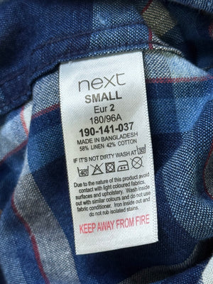 Next® Small | Chest: 21" | Blue Plaid | Shirt | Linen - Cotton | 3865 - Genuine Maal