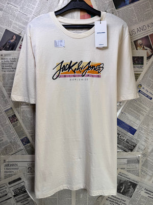 Jack&Jones® Small | Chest: 20.5" | Cream | T-Shirt | Cotton | 3850 - Genuine Maal