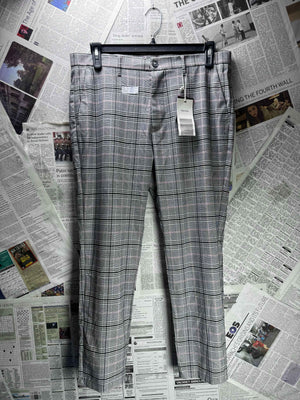 Bershka® Waist: 34" | Check Grey | Slim Dress Pants | Poly - Viscose - Elastane | 3142 - Genuine Maal