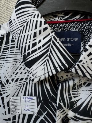 Silver Stone® Medium | Chest: 21.5" | White with Floral Print | Camp Shirt | Cotton - Poly | 4056 - Genuine Maal