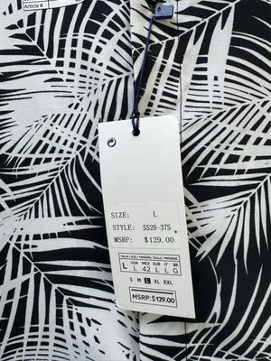 Silver Stone® Medium | Chest: 21.5" | White with Floral Print | Camp Shirt | Cotton - Poly | 4056 - Genuine Maal