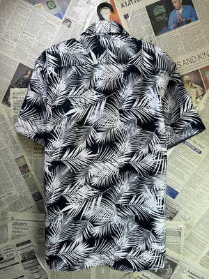 Silver Stone® Medium | Chest: 21.5" | White with Floral Print | Camp Shirt | Cotton - Poly | 4056 - Genuine Maal