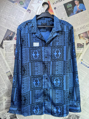 New Look® Small | Chest: 19" | Blue with Print | Peaked Collar Shirt | Poly | 4043 - Genuine Maal