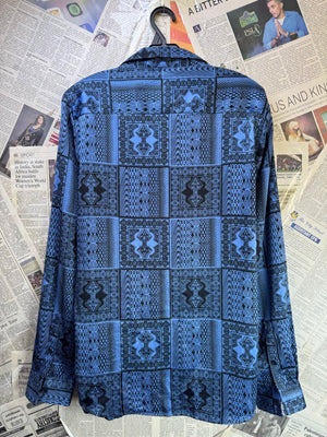New Look® Small | Chest: 19" | Blue with Print | Peaked Collar Shirt | Poly | 4043 - Genuine Maal