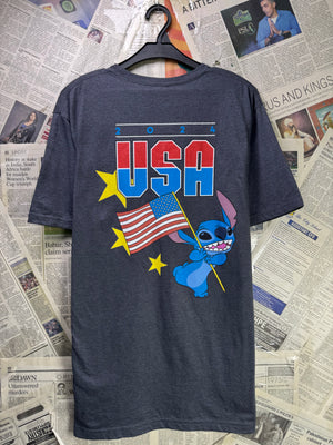 Disney® Small | Chest: 19.5" | Grey | Stitch T-Shirt | Poly - Cotton | 4252 - Genuine Maal