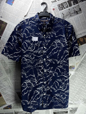 Michael Kors® Medium | Chest: 21.5" | Blue Tropical | Slim Fit Camp Shirts | Cotton | 5409 - Genuine Maal
