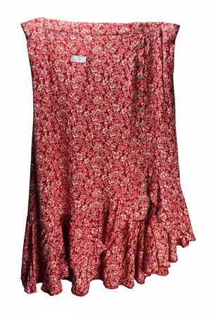 New Look® Waist: 40" to 42" | Ditsy Floral Crimson Red & White | Midi Skirt | B7 - 3069 - Genuine Maal