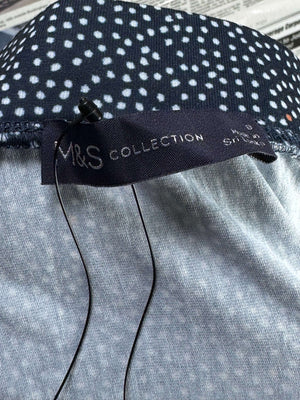 M&S® Waist: 28" | Micro - Polka Dot Navy Blue | Midi Skirt | B7 - 3155 - Genuine Maal