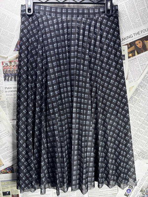 Hollister® Waist: 32" | Tartan Plaid Monochrome | Midi Skirt | B7 - 3068 - Genuine Maal