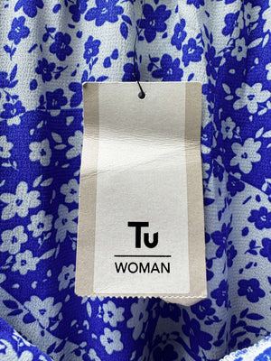 Tu® Waist: 36" to 38" | Ditsy Floral Cobalt Blue and Crisp White | Midi Skirt | B7 - 3152 - Genuine Maal