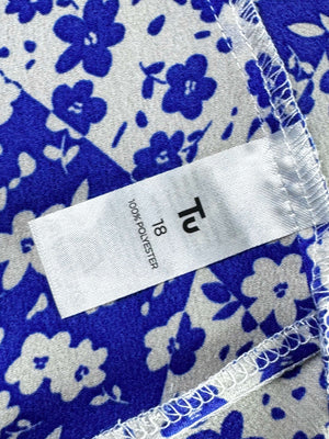 Tu® Waist: 36" to 38" | Ditsy Floral Cobalt Blue and Crisp White | Midi Skirt | B7 - 3152 - Genuine Maal