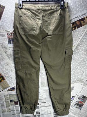 Primark® Waist: 30" | Solid Olive Green | Cargo Trousers | B7 - 3163 - Genuine Maal