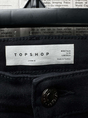 Topshop® Waist: 28" to 30" | Solid True Black | Denim Pants | B7 - 3165 - Genuine Maal