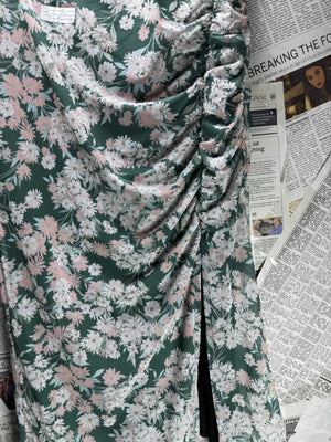 Oasis® Waist: 32" | Floral Deep Forest Green | Midi Skirt | B7 - 3061 - Genuine Maal