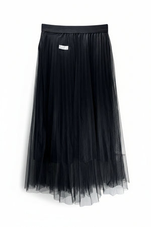New Look® Waist: 24" | Pleated Tulle Black | Midi Skirt | B7 - 3059 - Genuine Maal