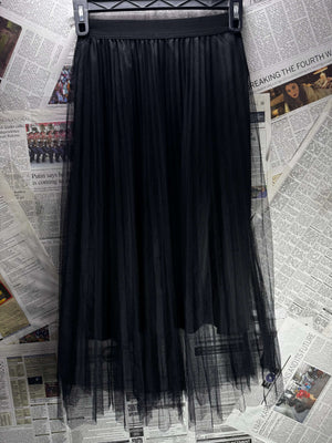 New Look® Waist: 24" | Pleated Tulle Black | Midi Skirt | B7 - 3059 - Genuine Maal