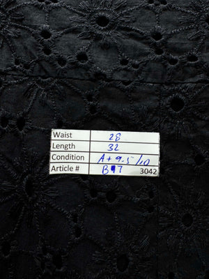 Wallis® Waist: 28" | Broderie Anglaise Black | Midi Skirt | B7 - 3042 - Genuine Maal