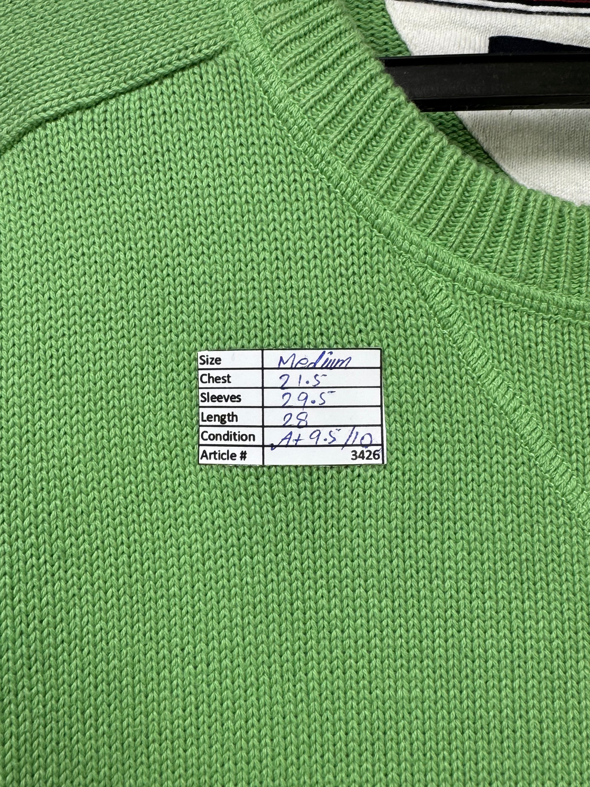 T*mmy Hilfiger® Medium | Chest: 21.5" | Parrot Green | Knit Sweater | Cotton | 3426 - Genuine Maal