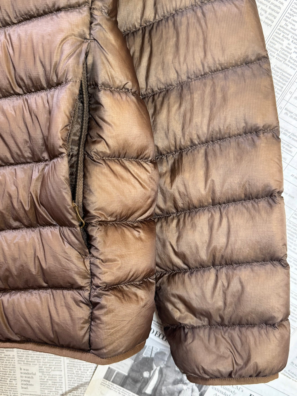 Uniqlo® Medium | Chest: 22.5" | Cider Wood | Puffer Jacket with Hoodie | Filling: Duck Down/Feather | 3422 - Genuine Maal