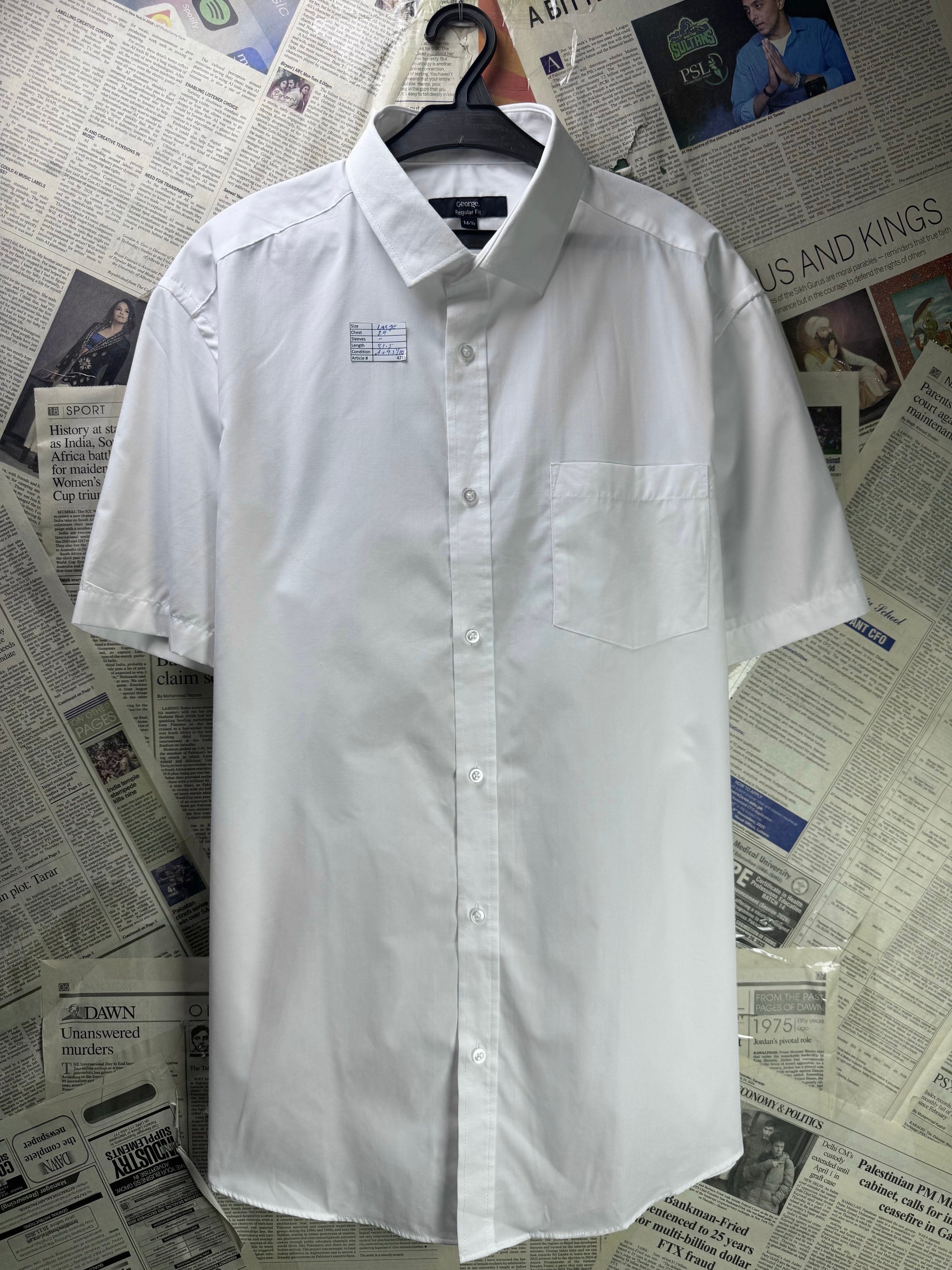 George® Large | Chest: 24" | White | Shirt | Poly - Cotton | 4235 - Genuine Maal