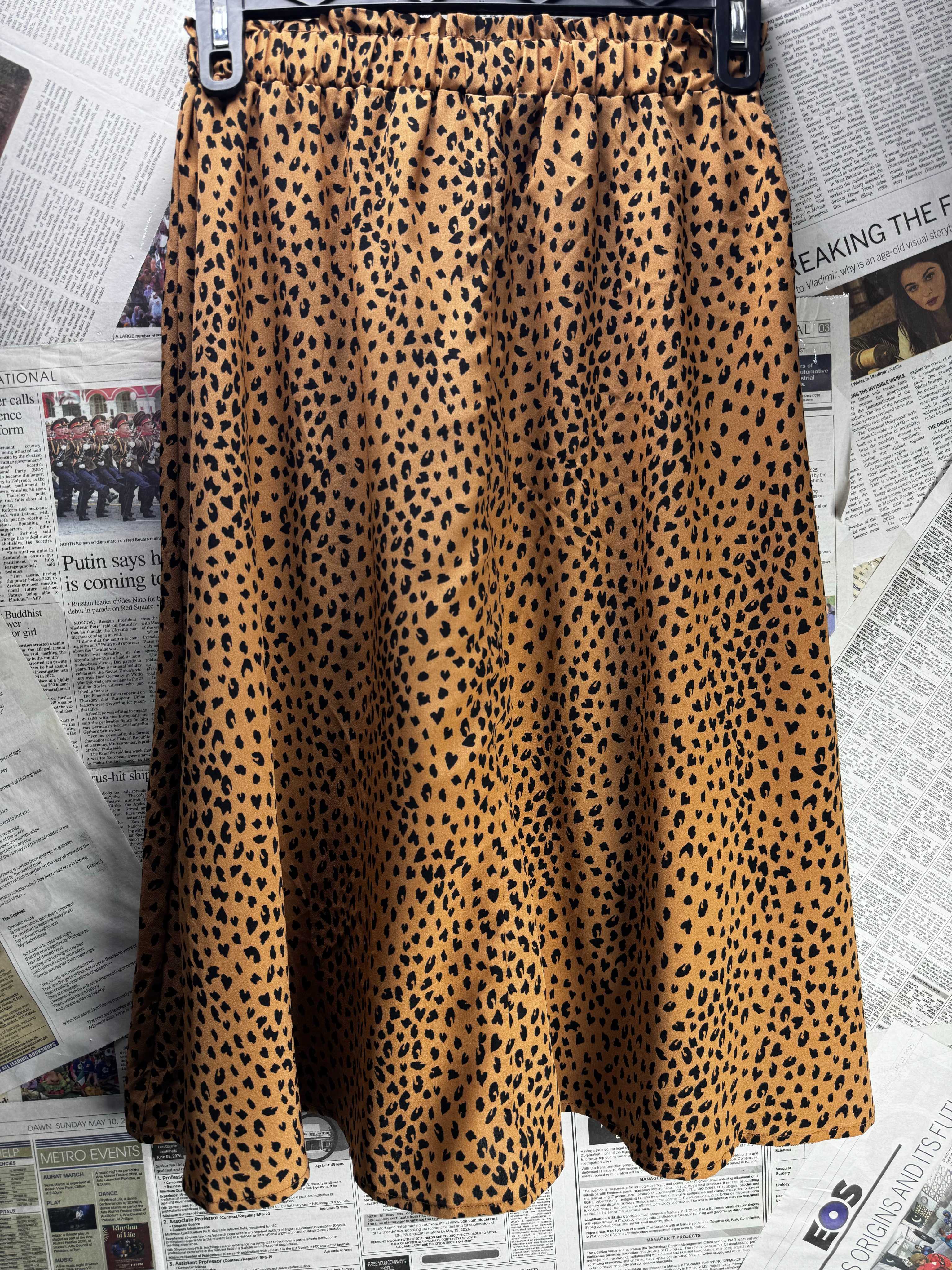 Shein® Waist: 26" to 28" | Cheetah Print Tan | Midi Skirt | B7 - 3051 - Genuine Maal