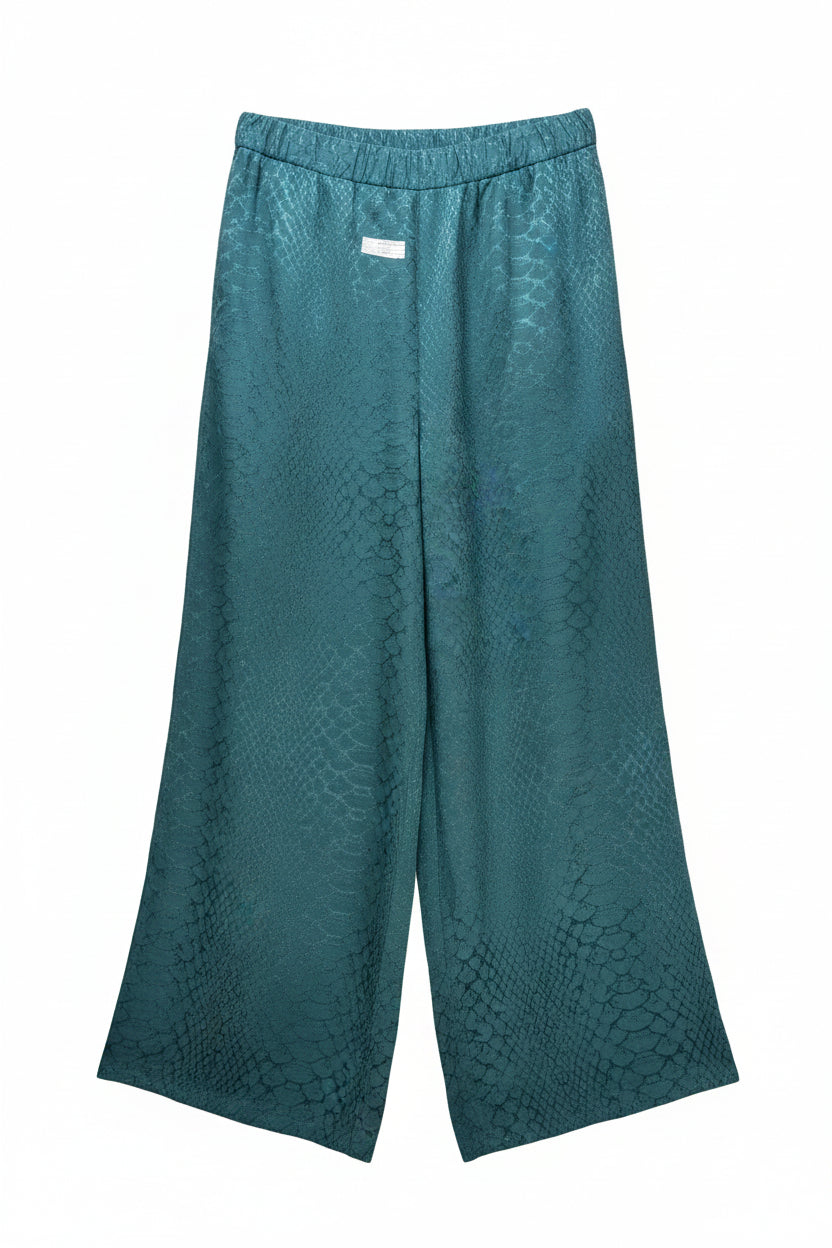 Next® Waist: 28" to 30" | Snakeskin Teal Green | Palazzo Pants | Polyester | B8 - 3167 - Genuine Maal