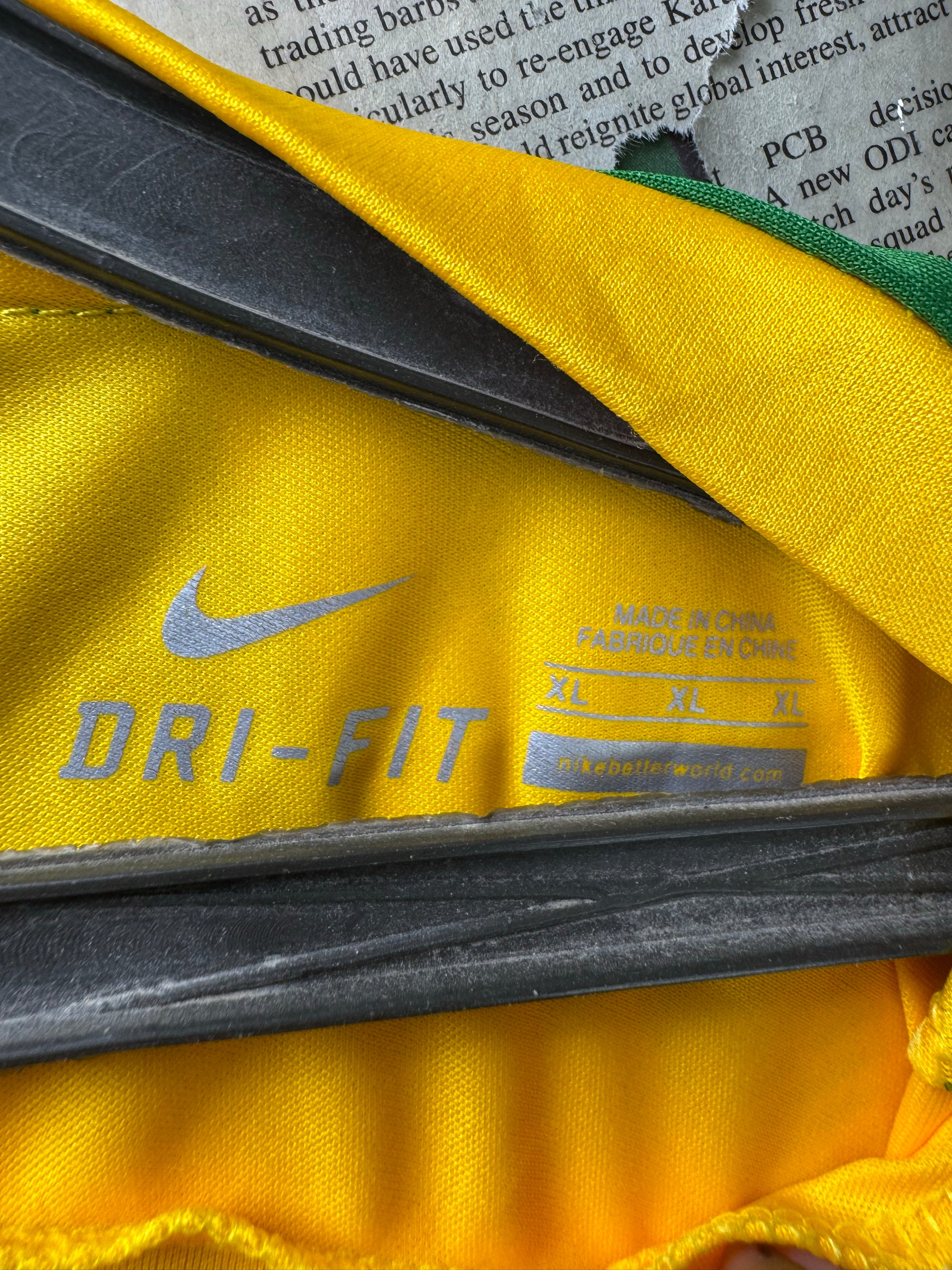 N*ke® Medium | Chest: 21.5" | Yellow | Dri - Fit Brasil FC Sports T-Shirt | Poly | 4237 - Genuine Maal