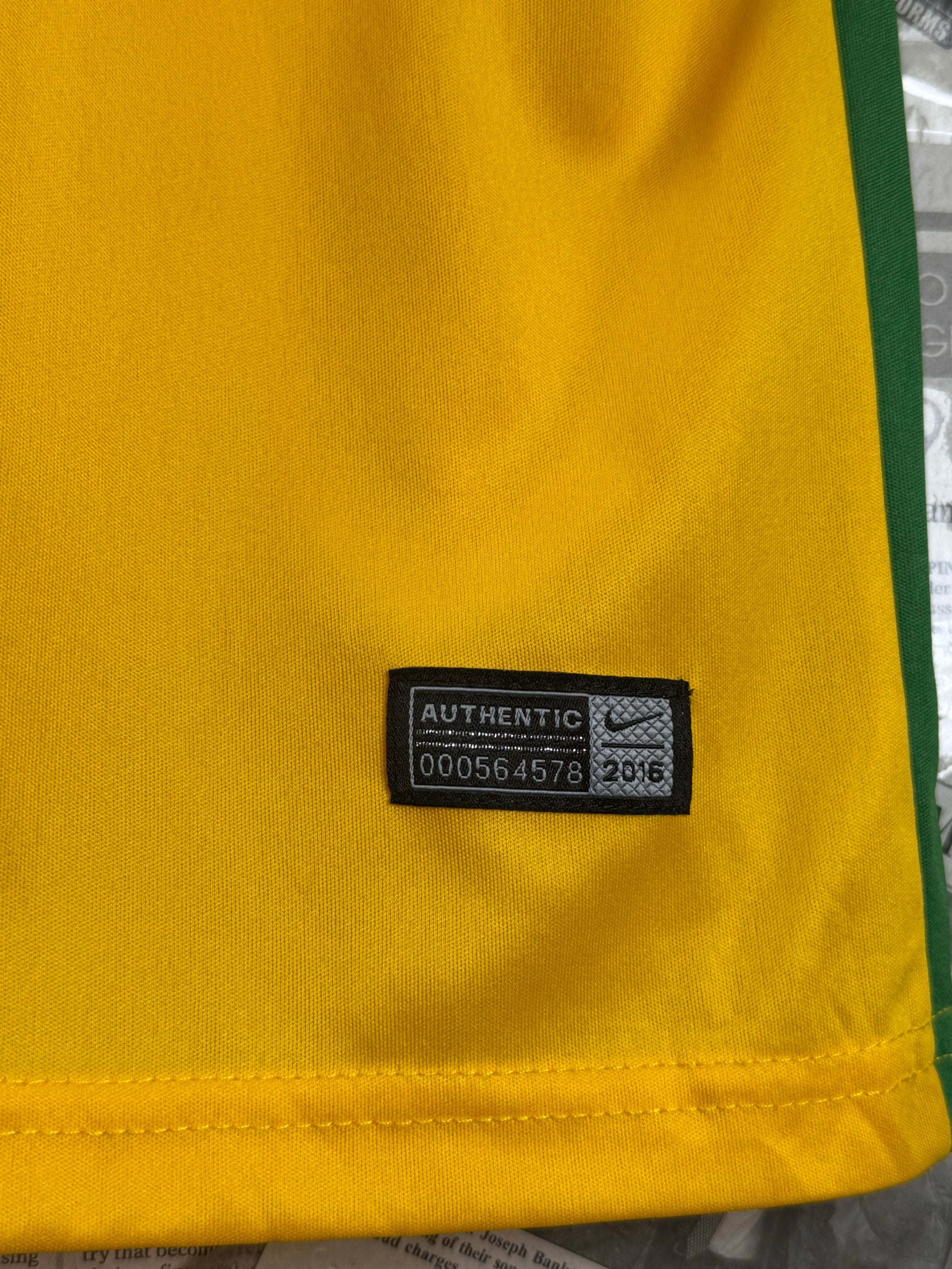 N*ke® Medium | Chest: 21.5" | Yellow | Dri - Fit Brasil FC Sports T-Shirt | Poly | 4237 - Genuine Maal
