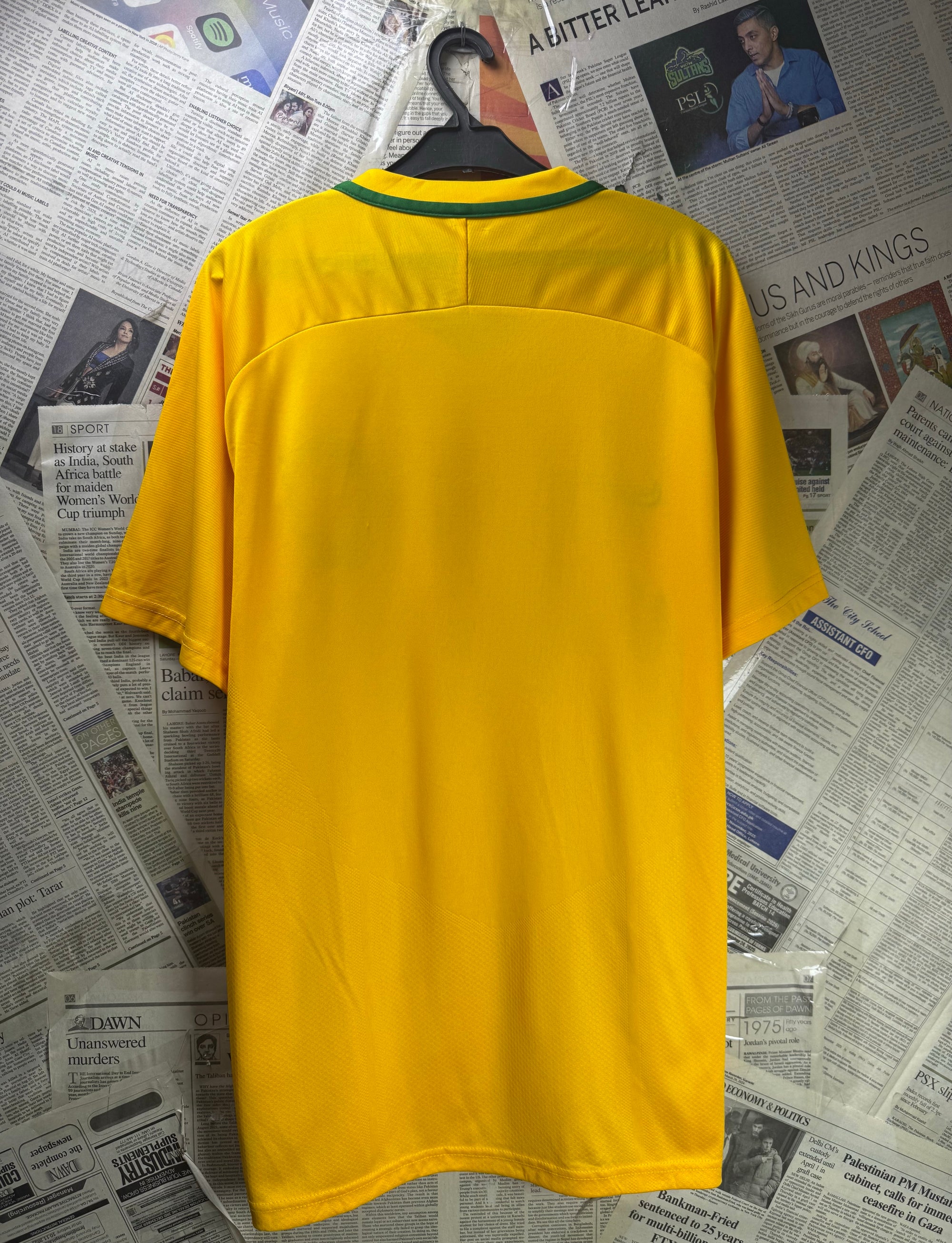 N*ke® Medium | Chest: 21.5" | Yellow | Dri - Fit Brasil FC Sports T-Shirt | Poly | 4237 - Genuine Maal