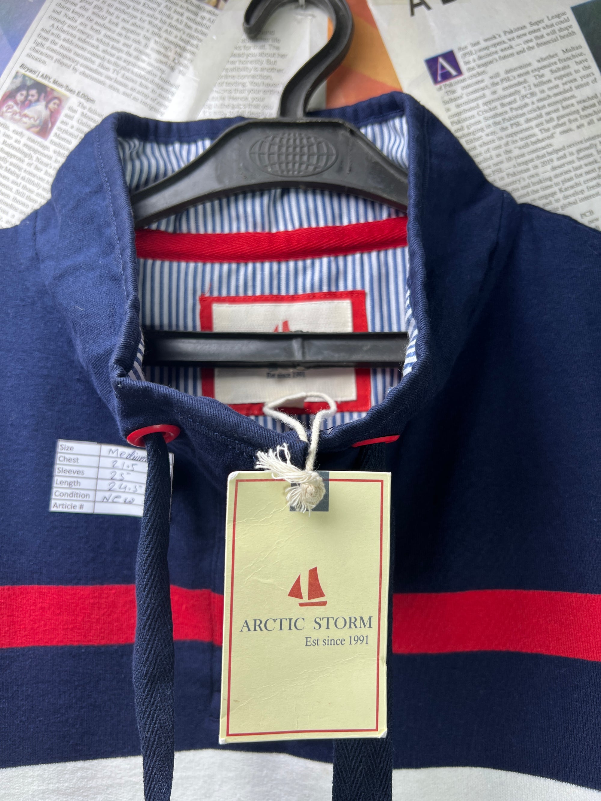Arctic Storm® Medium | Chest 21.5 | Blue & Red | Mock Neck Pullover | Cotton - Elastane | 2085 - Genuine Maal