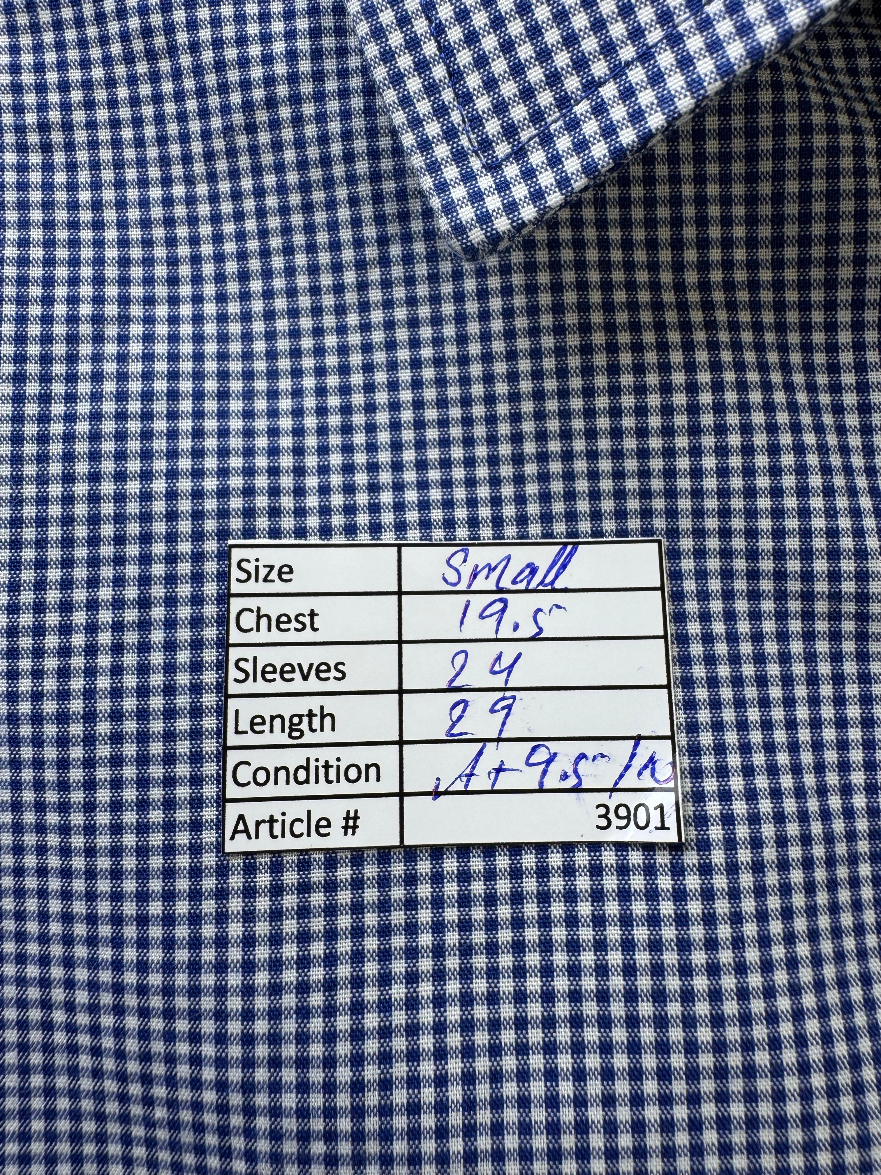 Tailor & Cutter® Small | Chest: 19.5" | Blue Check | 14.5" Shirt | Poly - Cotton | 3901 - Genuine Maal