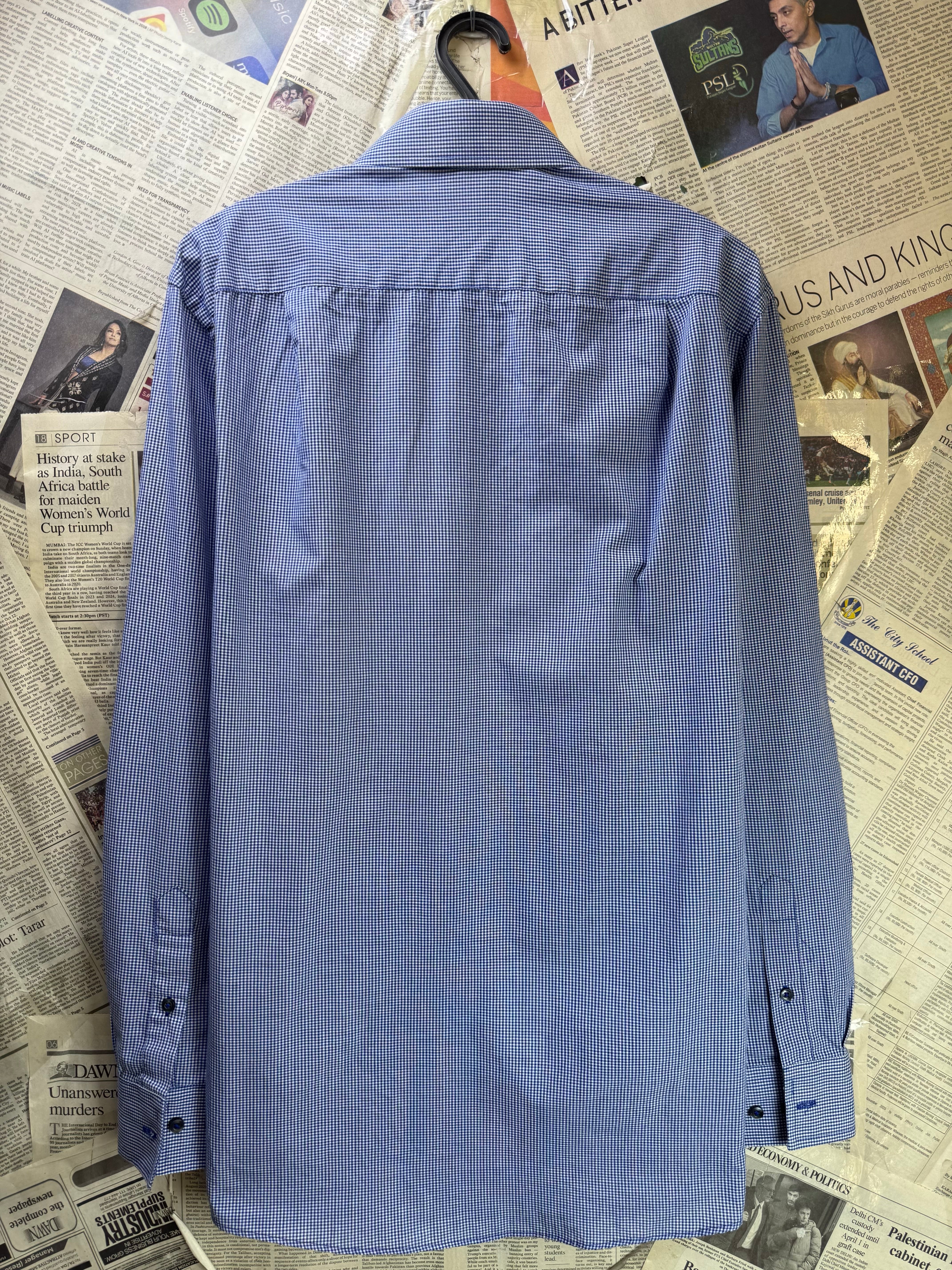 Tailor & Cutter® Small | Chest: 19.5" | Blue Check | 14.5" Shirt | Poly - Cotton | 3901 - Genuine Maal