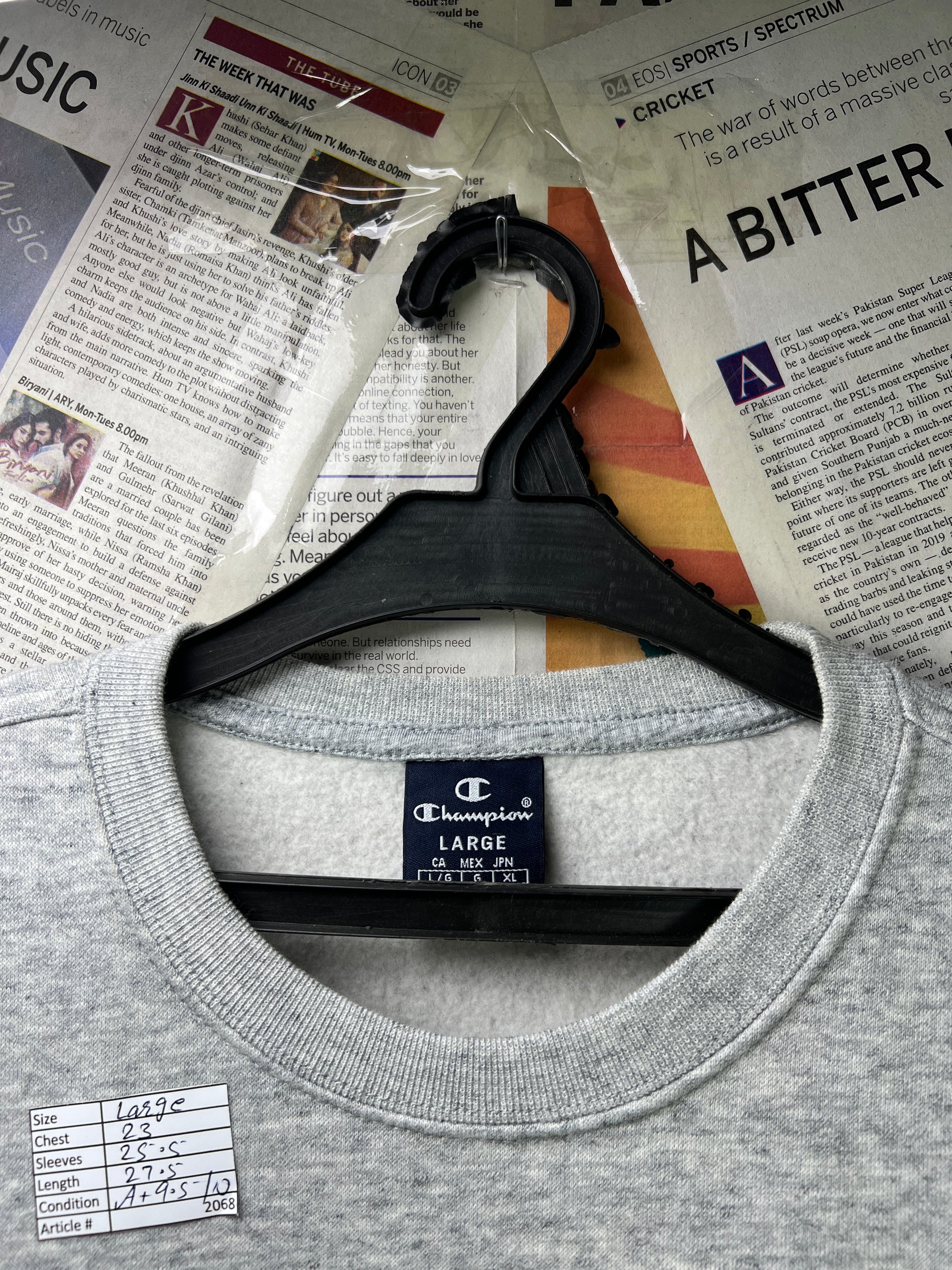 Champion® Large | Chest: 23" | Grey | Sweat Shirt | Cotton - Poly | 2068 - Genuine Maal