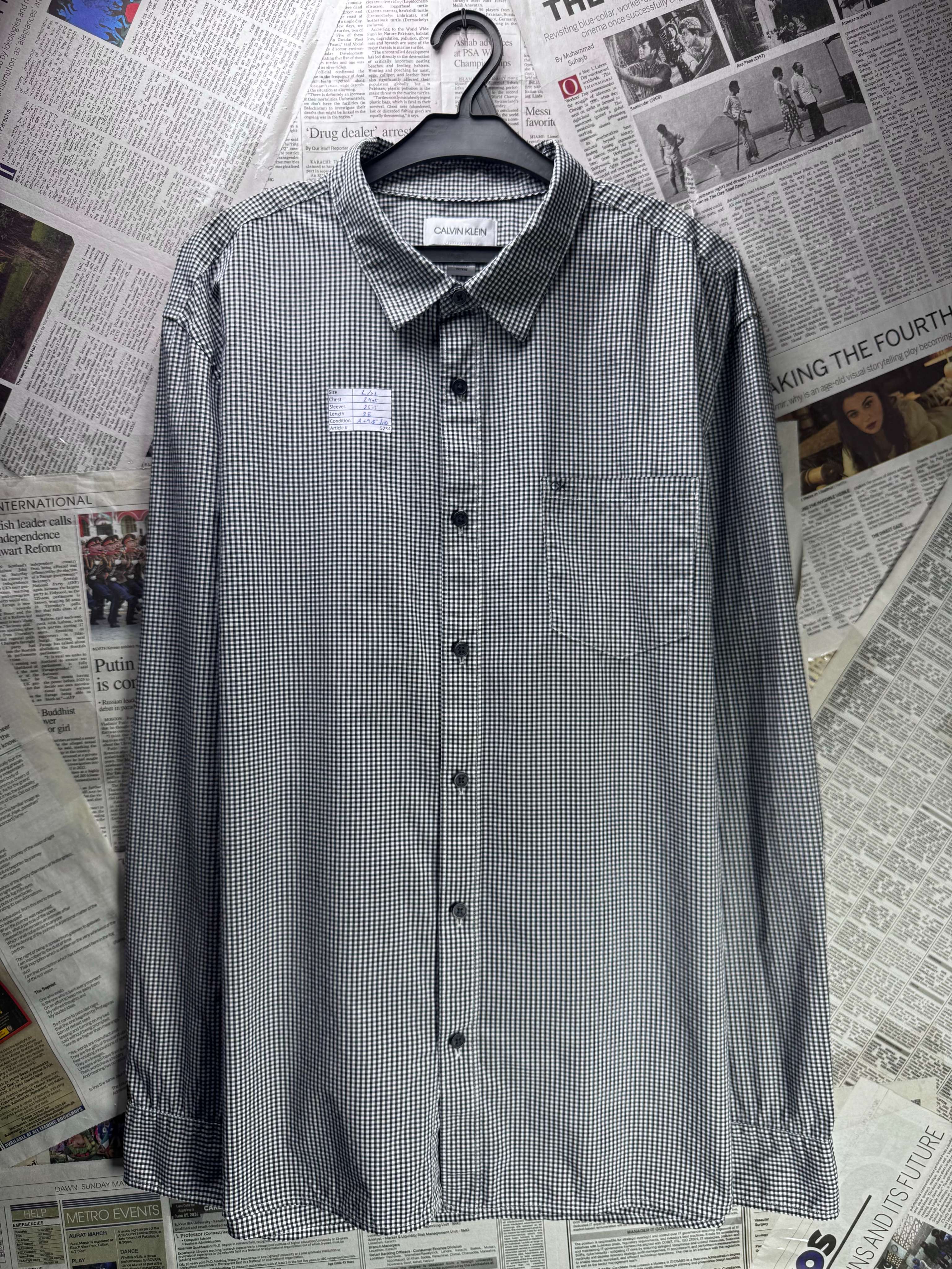 Calvin Klein® L/XL | Chest: 24.5" | Check | Shirt | Cotton | 5234 - Genuine Maal