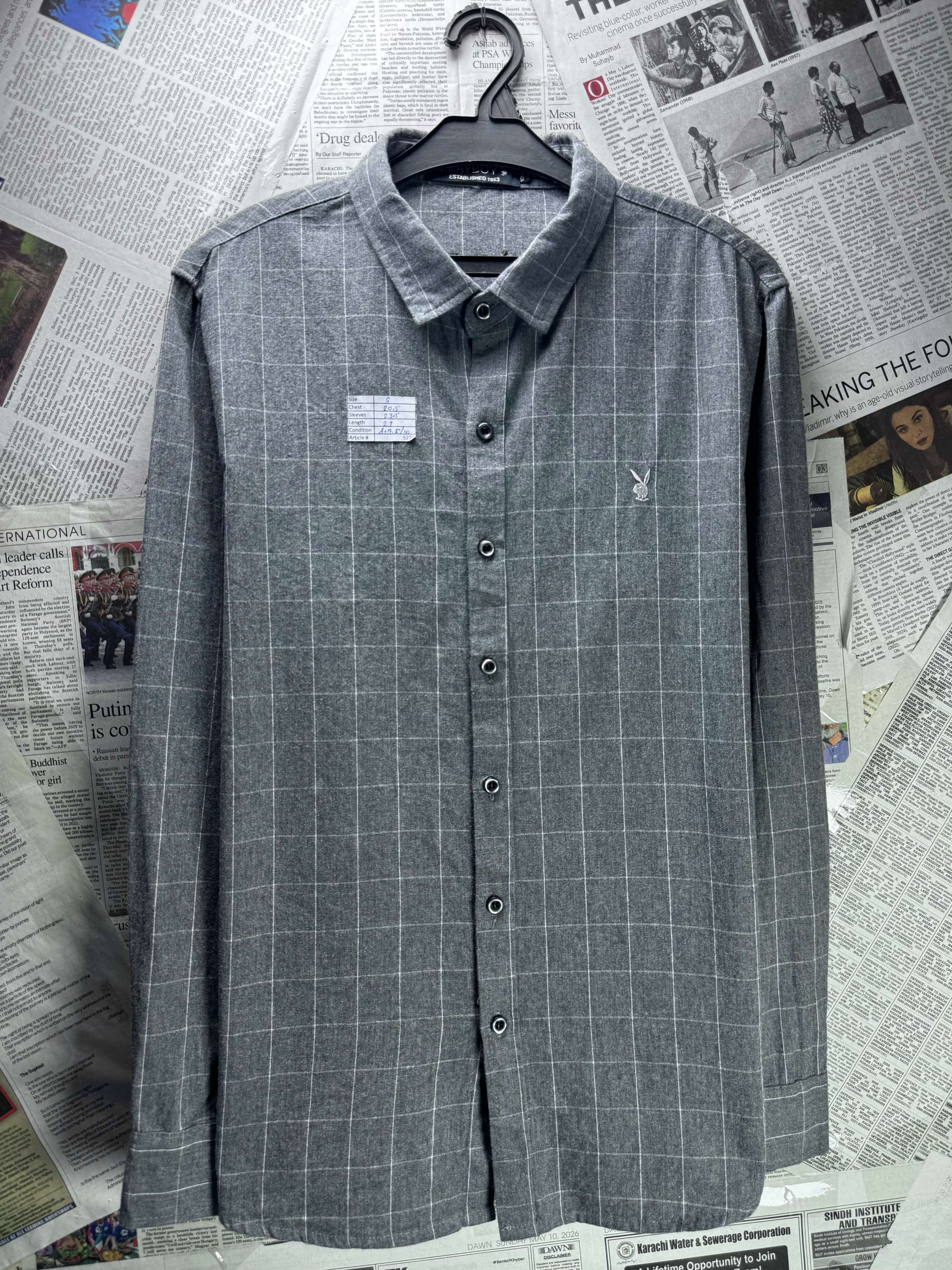 Playboy® Small | Chest: 20.5" | Check | Shirt | Cotton | 5225 - Genuine Maal